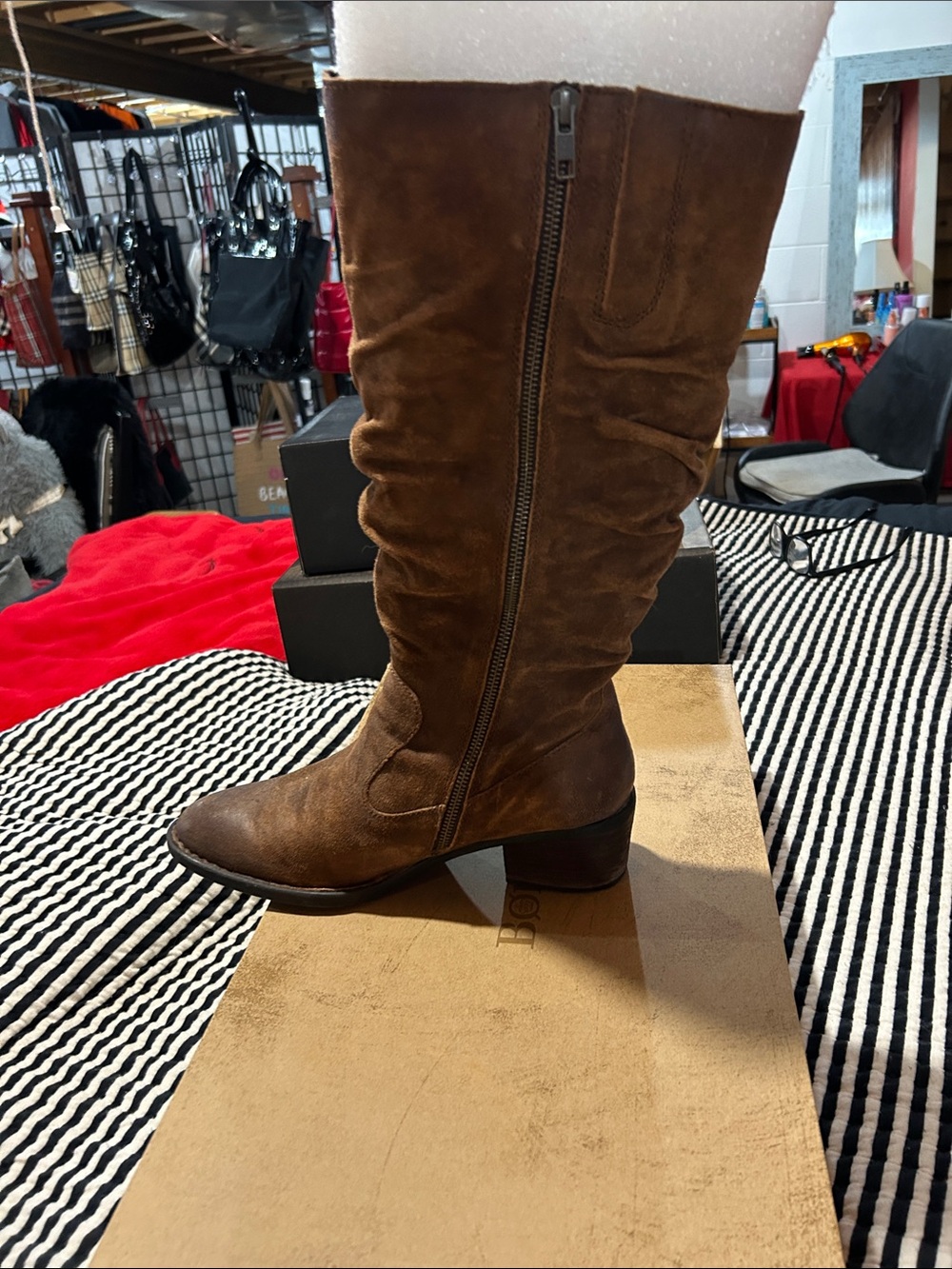 Born Tan Suede Mid-Calf Slouch Boots - Picture 3 of 8